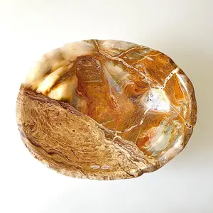Cuenco de ónix de lujo, accesorio decorativo de mármol ónix, centro de mesa de piedra pulida de primera calidad, ónix artesanal hecho a mano, precio de venta al por mayor. - Product Image 5
