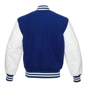 Veste universitaire bleue pour homme Fire Athlete Industry, manches blanches, style preppy, boutonnée sur le devant, veste universitaire - Product Image 2