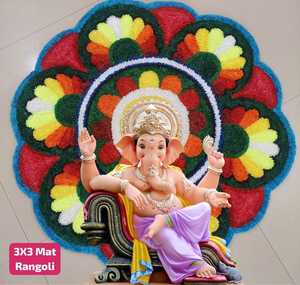 Tapis mural traditionnel Rangoli pour décorer la maison, idéal pour Diwali, les mariages et les fêtes. Tapis Rangoli prêt à l'emploi. Vente OEM. - Product Image 2