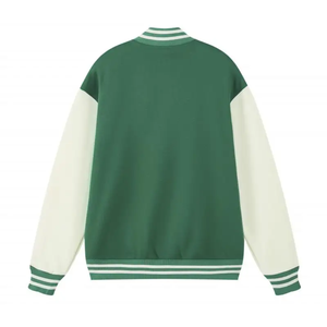 แจ็คเก็ตวาร์ซิตี้ปักลายแบบดิสเทรสใหม่สำหรับผู้ชาย แจ็คเก็ตหนังสำหรับเล่นบาสเกตบอลในฤดูหนาว พร้อมลายตัวอักษร - Product Image 4