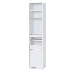 Modern White Lockable Wood Living Room Cabinet Flat Panel Door 4 Drawers 0 <b>Shelves</b> <b>Adjustable</b> Storage Minimalist Design Home - Product Image 1