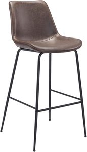 American Style Modern Faux <b>Leather</b> Barstool Chairs with Backrect Support and Metal Footrest for <b>Bar</b> and Cafe Furniture - Product Image 2