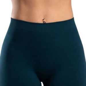 <b>Womens</b> Deep Teal High Waist Gymwear <b>Shorts</b> <b>Compression</b> Stretch Fitness Workout Training Athletic Activewear Wear - Product Image 5