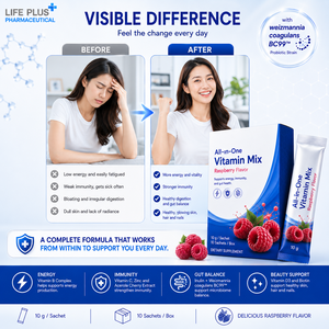 ผงเครื่องดื่มรสราสเบอร์รี่ อินนูลิน ซิงค์ วิตามินซี ดี3 แบบซอง อาหารเสริม - Product Image 4