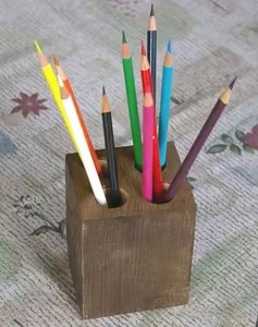 Modern Design New Wooden Polygon Pen Holder Carved Minimalist Storage Organizer for <b>Desk</b> Office Use Pen And Pencil Holder Box - Product Image 5