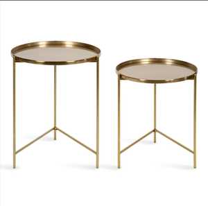 Juego de Mesa de Centro Redonda Moderna con Tapa de Vidrio, Muebles para Sala de Estar - Product Image 1