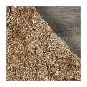 Tapis rond en jute, style bohème, couleur unie, tissage plat, pour salon, nettoyage facile, épaisseur fine - Product Image 6