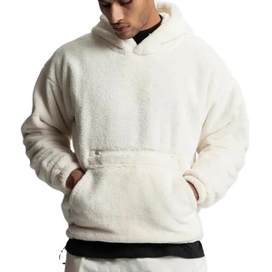 Sweat-shirt à capuche en sherpa brodé pour homme, manches longues, pull tendance, fourrure moelleuse, polaire personnalisable, hiver - Product Image 2