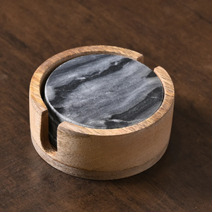 Ensemble de sous-verres en marbre et bois, antidérapants, de qualité supérieure, pour la décoration de table - Product Image 1