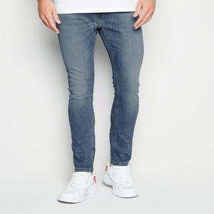 Jean Biker Homme Grande Taille Personnalisé Coupe Droite Extensible en Denim Effet Vieilli avec Trous Peints par Pulvérisation - Product Image 1