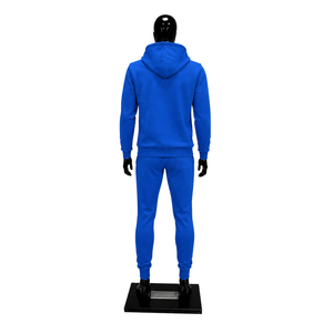 Ensemble de survêtement bleu personnalisé avec sweat à capuche imprimé et pantalon de jogging – Tenue décontractée streetwear en molleton pour le sport et l'entraînement en salle de sport – Vente en gros – Collection Automne - Product Image 2