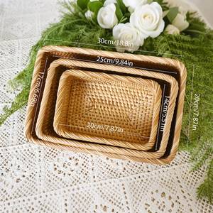Detailed Design Rattan <b>Basket</b> Tray Hand <b>Woven</b> food <b>basket</b> Tray/ Decor Storage <b>Basket</b> Wholesale rattan morden <b>basket</b> - Product Image 3