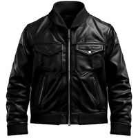 Blouson Bomber en Cuir Véritable de Mouton pour Homme, Style Moto Vintage, Noir, Personnalisé pour Collège, Manteau d'Extérieur en Cuir OEM