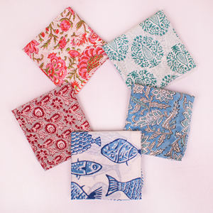 Craftjaipur All Seasons Hand Block Printed Poplin Cotton Floral Color Blocking Pattern Eco-Friendly Breathable <b>Tie</b>-<b>Back</b> Bandana - Product Image 3