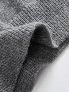 Conjunto Deportivo de Punto Gris para Mujer, Suéter de Cuello Alto y Pantalones Anchos, Estilo Casual de Invierno, Fabricante OEM de Marca Privada - Product Image 5