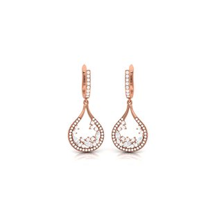 Boucles d'oreilles pendantes CZ pavées en forme de goutte d'eau, plaqué or rose, argent 925, bijoux fins pour femme, cadeau - Product Image 2