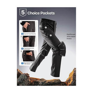 Pantalones de senderismo para hombre, forrados de lana, impermeables, para nieve y esquí, con múltiples bolsillos con cremallera, cálidos para invierno - Product Image 4