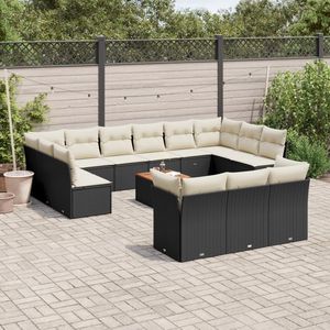 Conjunto de Sofás Modulares Grandes de Ratán PE Negro para Jardín, Colección de Muebles de Exterior Elegantes - Product Image 1
