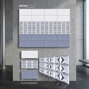 Carreaux muraux en céramique de luxe Foshan 300x600mm 12x24 en porcelaine émaillée, finition miroir bleu Méduse, pour hôtel, salle de bain, hall, extérieur - Product Image 2