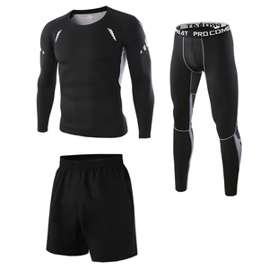 Ensemble de sport pour homme, noir, respirant, écologique, recyclable, compression, fitness, sans couture, short d'entraînement en plein air imprimé - Product Image 3