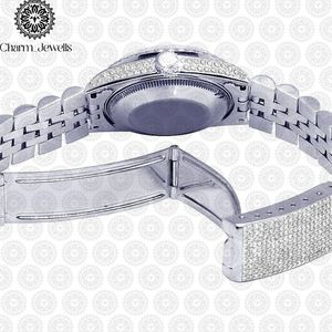 Montre de luxe Charm Jewells en acier inoxydable, boîtier 40 mm, mouvement mécanique analogique, mode masculine, accents de diamants, date automatique, étanche - Product Image 2