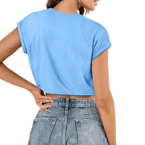 Camiseta Corta de Moda para Mujer, Estilo Oversize, Manga Corta, para Deportes y Yoga, Nueva Llegada OEM - Product Image 2