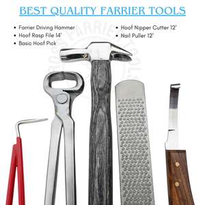 Complete Horse Farrier Tools Set Featuring 12″ <b>Hoof</b> Nippers Stainless <b>Hoof</b> Knife Sharp Narrow Blade Driving Hammer & Basic Hook - Product Image 2