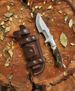 Couteaux de survie faits main pour le camping en plein air, en acier inoxydable avec manche en bois et étui en cuir, lame D2 pour la chasse, qualité DIY - Product Image 2