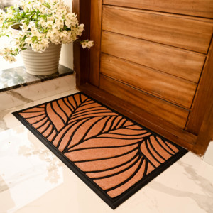 Leaf Pattern Coir Rubber Backed Eco-Friendly Entrance Door <b>Mat</b> Decorative Rubber Border | Non <b>Slip</b> Entrance Floor <b>Mat</b> - Product Image 1