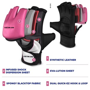Gants de MMA personnalisés à demi-doigts en cuir PU avec fermeture Velcro, unisexes, pour l'entraînement aux arts martiaux, avec logo par transfert thermique - Product Image 6
