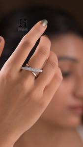 14K White Gold Lab Grown Diamond Criss Cross <b>Ring</b> IGI Certified Round Brilliant Micro Pave X Shape <b>Statement</b> <b>Ring</b> Jewelry - Product Image 5