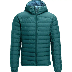 Black <b>Men</b> Winter Puffer Quilted <b>Jacket</b> Hooded Collar Zipper Closure Front Logo High Street OEM Service Door Street - Product Image 6