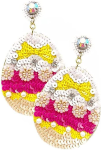 Pendientes Colgantes Bordados a Mano con Cuentas Amarillas y Rosa Intenso, Joyería de Moda Nueva para Mujeres y Niñas - Product Image 2