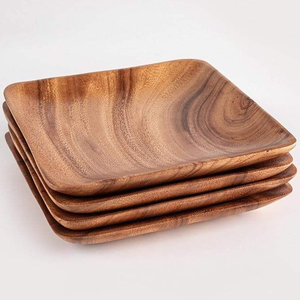 Assiette en bois massif nordique, forme ronde, épaisse, pour servir les aliments, décoration de table à domicile, à prix avantageux. - Product Image 2