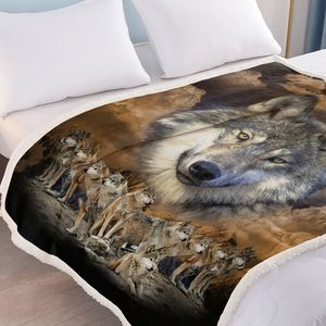 Coperta in flanella con stampa lupo grigio, misura Queen, morbida e calda, per divano, letto, soffa - Product Image 4