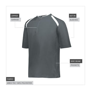 Veste de baseball et softball décontractée légère et respirante à manches courtes et col montant pour hommes - Product Image 3