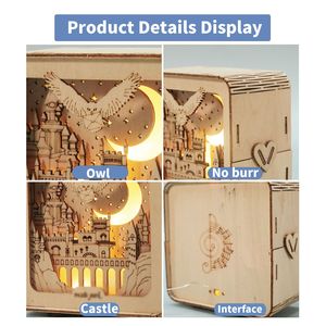 Kit Puzzle 3D in Legno a Forma di Castello con Design in Compensato, Luce Notturna Creativa, Decorazione da Scrivania, Regalo per Donne - Product Image 4