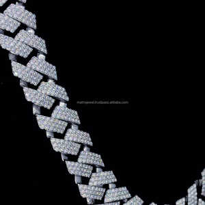 Certificat Hip Hop IGI 14mm chaîne cubaine collier D VVS Moissanite 925 argent serrure personnalisée chaîne à maillons cubains pour femmes hommes - Product Image 5