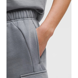 Top Selling Women's Casual Shorts Breathable 100% Cotton Fleece Quick Dry Elastic Waist Button Side Cargo Pockets - Product Image 6