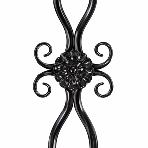 Rampe d'escalier en fer forgé sur mesure avec un travail de menuiserie élégant, une finition noire durable et un design décoratif raffiné pour les escaliers intérieurs - Product Image 2
