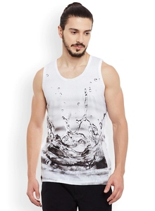 Camiseta sin mangas blanca para hombre, con estampado, cuello redondo, informal, transpirable, de poliéster, ajustada - Product Image 2