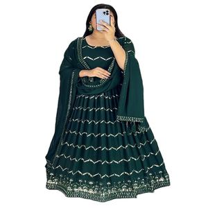 Vestido Anarkali DE TRABAJO bordado de Georgette de imitación de diseñador más reciente de FabZone - Product Image 1