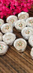 Élégantes coupes en argent Meenakari, un mélange harmonieux de tradition et d'art, coupes plaquées argent fabriquées à la main avec des accents de perles. - Product Image 2