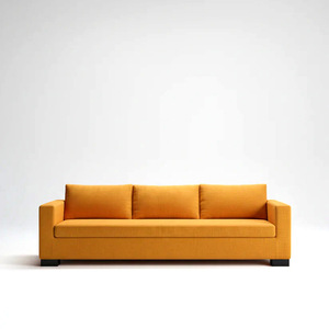 Sofá Urbano Moderno de 3 Plazas, Tapizado en Tela Terracota, con Brazos Ajustables y Patas de Madera Oscura - Product Image 2