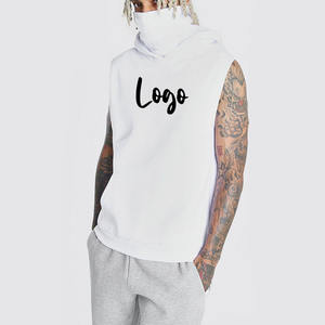 Sudadera con capucha de forro polar de algodón 100% personalizada con máscara de sherpa, nueva llegada, cuello con capucha extragrande para hombre, sin mangas - Product Image 1