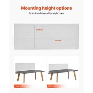 Divisorio per Postazione di Lavoro 60x24 Pollici, Pannello Divisorio per Scrivania in PET, Partizione per Ufficio per Privacy - Product Image 4