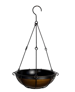 Pot de fleurs suspendu moderne en métal noir, rond, en fer industriel, avec chaîne, pour décoration intérieure et extérieure, jardin, vente en gros - Product Image 1