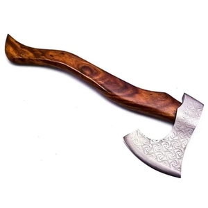 Hache en acier Damas multi-usages de haute qualité, manche en bois de frêne, tête d'hache populaire de qualité DIY, dos plat, coupe de 4 3/4 pouces - Product Image 5