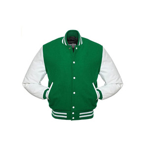 Custom Logo <b>Men</b> Wool Varsity <b>Jacket</b> Genuine Leather Sleeves <b>Warm</b> Winter Letterman Bomber <b>Jacket</b> Wholesale WVJ-0010B - Product Image 3