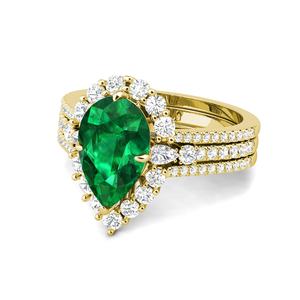 Anillo de Compromiso Vintage con Halo de Gema Esmeralda Verde Intenso en Plata de Ley 925 para Mujer, Joyería <span class=keywords><strong>Destiny</strong></span> <span class=keywords><strong>2022</strong></span> - Product Image 2